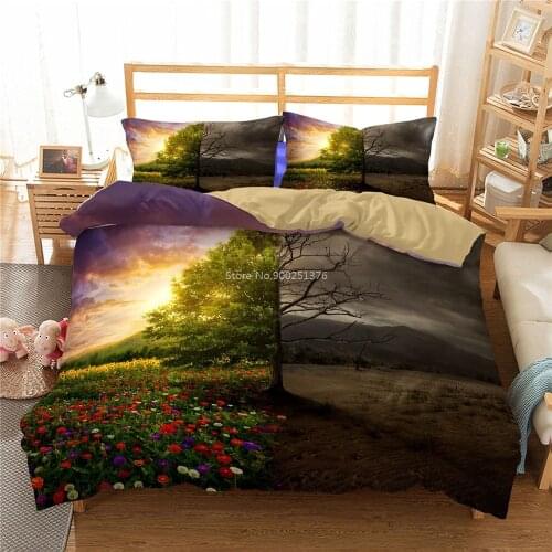 Tree Flowers 3D Printed Bedding Set Twin Full Queen King Size Spring and Winter Scenery Duvet Cover Set Bed Linens Bedclothes