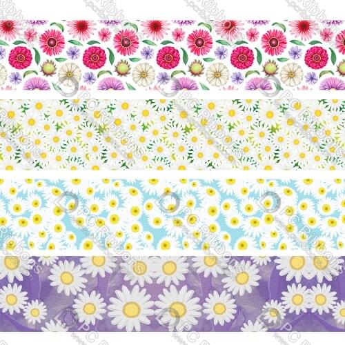 16-75MM Small Daisy Pattern Printed Grosgrain Polyester Ribbon 50 Yards Gift Wrapping Diy Bows Wedding Drections Ribbons