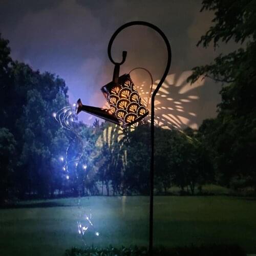 Watering Can Solar Lawn Lamp Outdoor Hollow-out I Flower Shower LED Light String Garden Art Light Home Yard Landscape Decoration