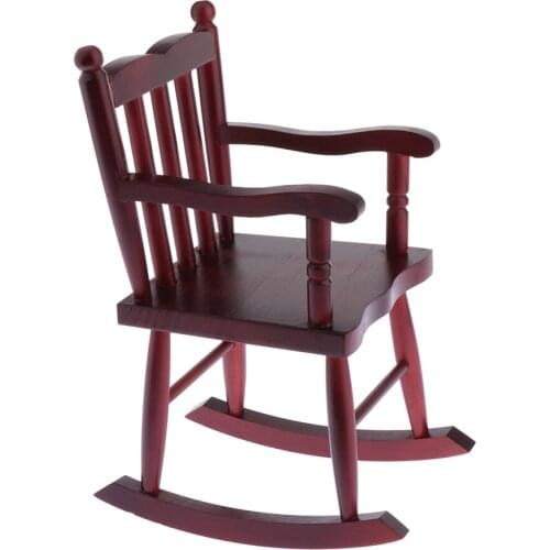 MagiDeal 1/4 BJD Miniature Furniture Decor Wooden Rocking Chair Toys