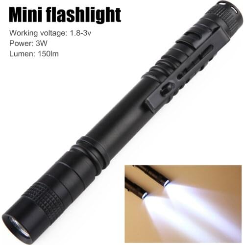 Mini Portable XPE R3 LED Flashlight Pen Light 3W Waterproof Clip Pocket Torch Lamp for Outdoor Camping Hiking