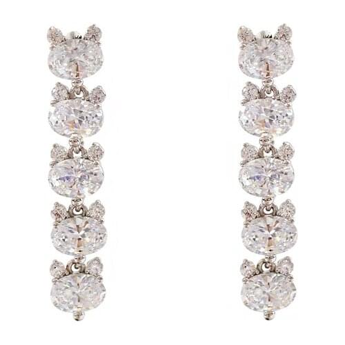 LANFLORA fashion zircon women long earrings for birthday gift copper alloy cheap factory shop earrings wholesale price