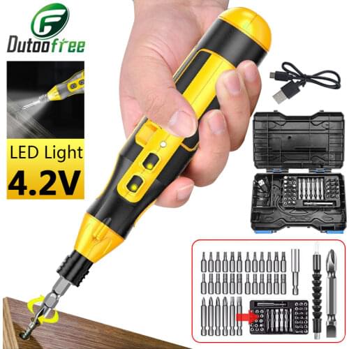 4.2V Mini Electric Screwdriver Kit Lithium Battery USB Rechargeable Screwdriver Bit Set With LED linght Power Cordless Drill