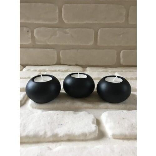 Decorative Round Concrete 3 Piece Black Candle Holder Set 4.5x7 cm Decorative Christmas Scented Gifts Home Office Design Yoga