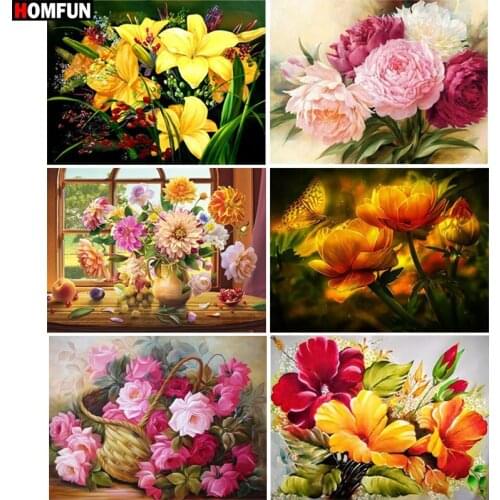 HOMFUN 100% Full Square/Round Drill 5D DIY Diamond Painting "Color flower" 3D Embroidery Cross Stitch 5D Home Decor Gift BK008