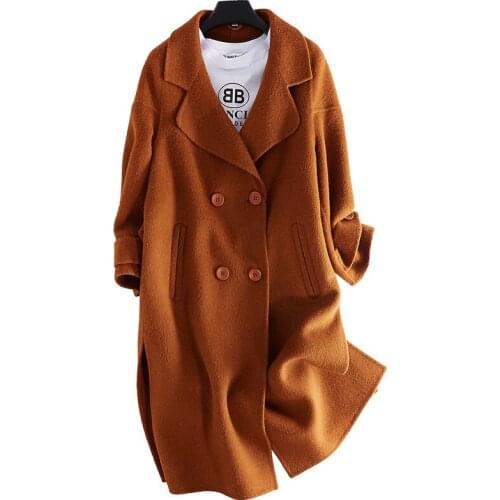 2020 New Wool Wool Loose Coat Two-sided Wool Overcoat Girls Long Fund Cashmere Suit Lead Heavy Cloth
