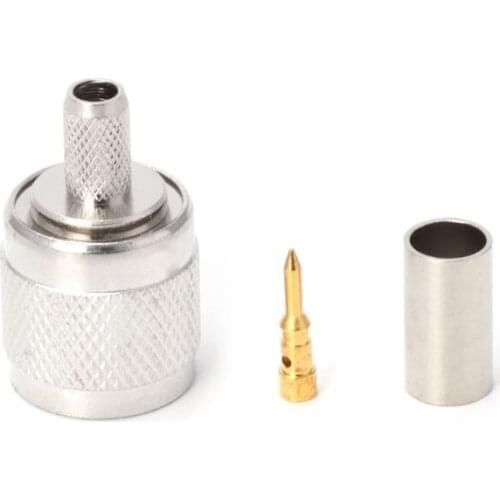 New TNC Male Plug RF Coax Connector Crimp Nickelplated For Cable RG58 RG142 RG400 LMR195 2019