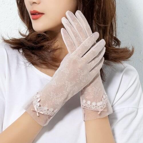 Ladies Summer Sunscreen Gloves Breathable Driving Non-Slip Touch Screen Thin Long Lace Gloves Fashion Outdoor Sports