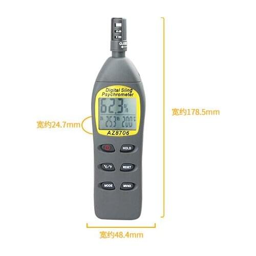 AZ8706 Handheld Imported High-precision Hygrometer / Dew Point / Wet Bulb Temperature Dteector