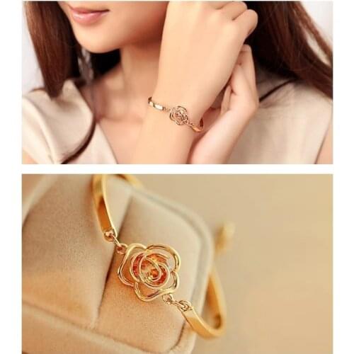 Luxury Jewelry Camellia Bracelets on hand Women Girl Elegant Crystal Flower Women Bracelet 2021 New Trend