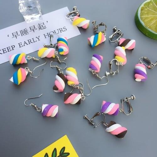 Cotton Candy Earrings For Women Resin Drop Children Custom Made Handmade Cute Girls Cotton Candy Gift Funny Drop Earrings