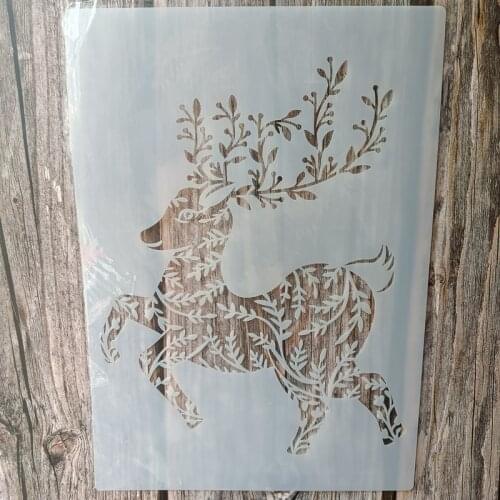 A4 Size DIY Craft Chain Deer Stencil for Painting on Wood,Fabric,Walls Art Scrapbooking Stamping Album Embossing Paper Cards