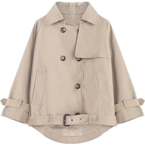 New Arrival Autumn Trench Coat Women Fashion Double Breasted Short Loose Clothing Outerwear