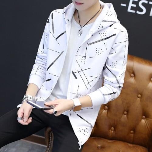 Spring Korean Casual Mens Jacket Youth Slim Korean Hooded Cardigan Spring Coat Clothes