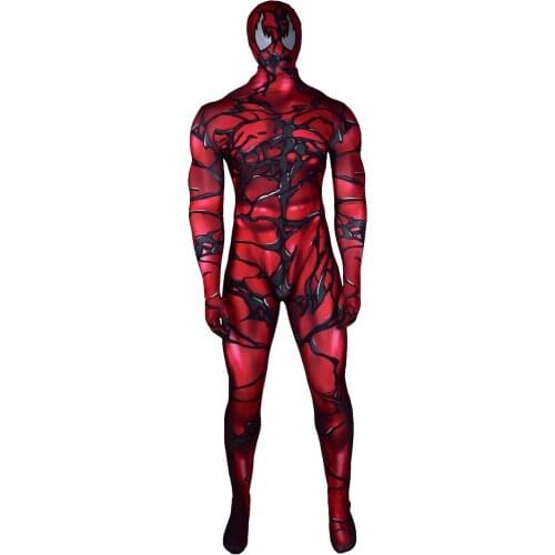 High Quality Red Symbiote Costume Muscle Shade amzing Cosplay Costume Halloween Lycra Spandex Fullbody Zentai Suit Costume Adult