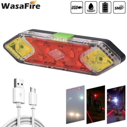 WasaFire USB Rechargeable Front Rear Bicycle Light 600mAh LED Red Yellow Dual Color Bike Taillight Cycling Light