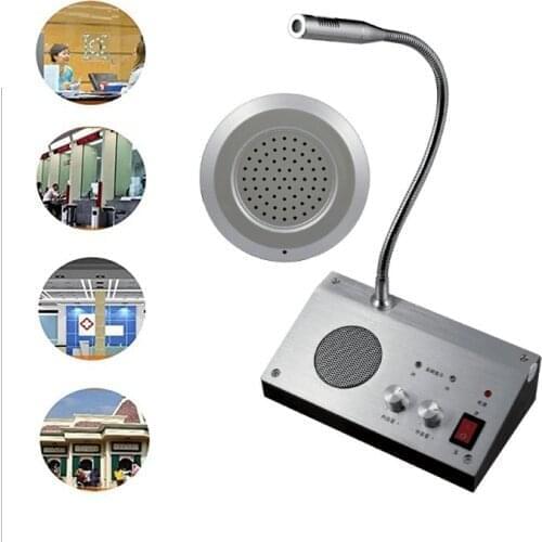 ZDL-9908 Dual Way Window Intercom System Bank Counter Interphone Two Way Intercom Intercom Bank Pharmacy Table Microphone
