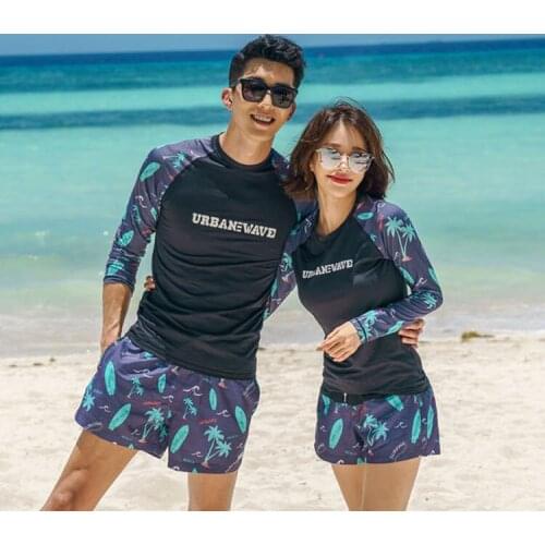 Surfing Rash Guard Plus Size Swimwear Teenage Swimming Rashguard Couples Set 2019 Womens Swimsuit Bathing Long Sleeve Tankini