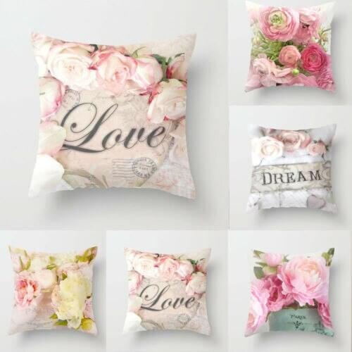 1 pcs Rose Cotton Pillow Case Cover Sofa Car Waist Cushion Cover Home Decor Eyeful