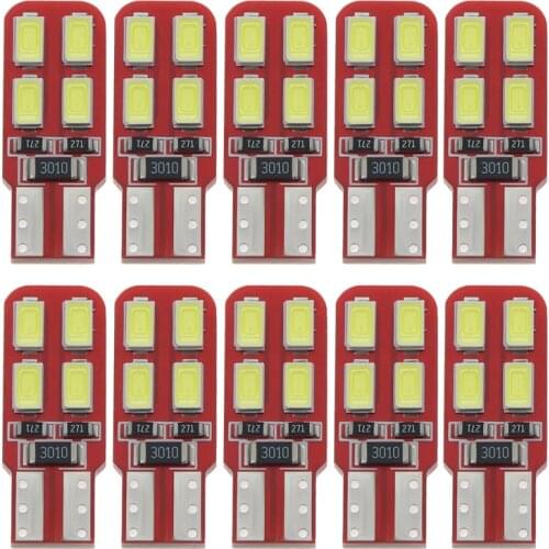 10PCS T10 8SMD 5630 LED Canbus Error Free Auto Parking Lights W5W 194 5730 LED Car Wedge Tail Side Bulbs Reading Lamps