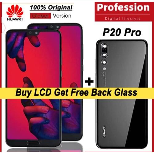 100% Original 6.1'' AMOLED Display for Huawei P20 Pro LCD Touch Screen CLT-L09 CLT-L29 CLT-AL01 Repair Parts + Back Glass