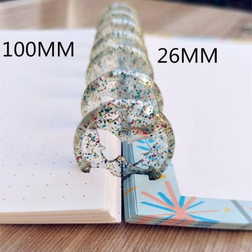 100PCS 26MM colorful transparent butterfly hole button binding buckle plastic loose-leaf coil 360 degree foldable disc buckle CD