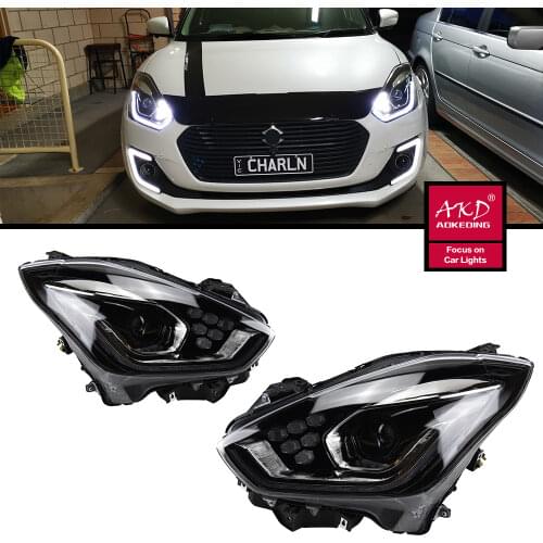 AKD Car Headlights 2018-2020 For Suzuki Swift Headlight Year Headlamp For Swift 2018 Bi Xenon Lens HID High Low beam light