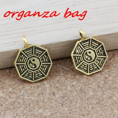 20pcs/lots Tai Chi Bagua yin and yang five lines amulet Charms Antique gold Pendants Fashion Jewelry DIY 12.5x16.5MM A-393