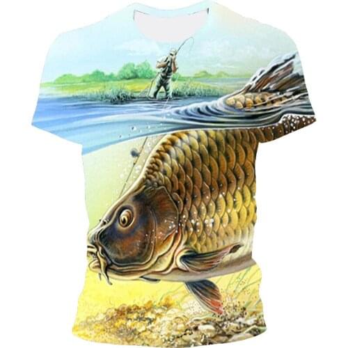 2021 New 3d Printed T-Shirt, Fish, Nature, Casual Fashion, Round Collar, Street Fashion Mens Xxs-6xl