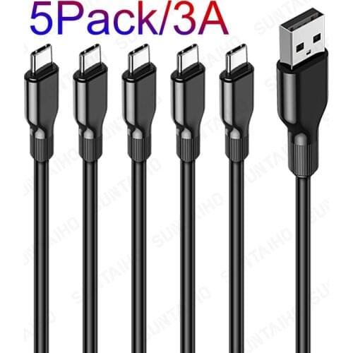 5Pack USB Type C Cable For Xiaomi Redmi Note 7 K20 Pro Samsung A50 Huawei Fast Charging USB-C Charger Mobile Phone USBC Cable