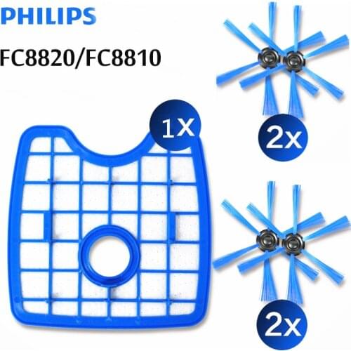 5pcs Vacuum Cleaner1 filter screen+4round brush for Philips Robot FC8820 FC8810 FC8066 Sweeping robot accessories