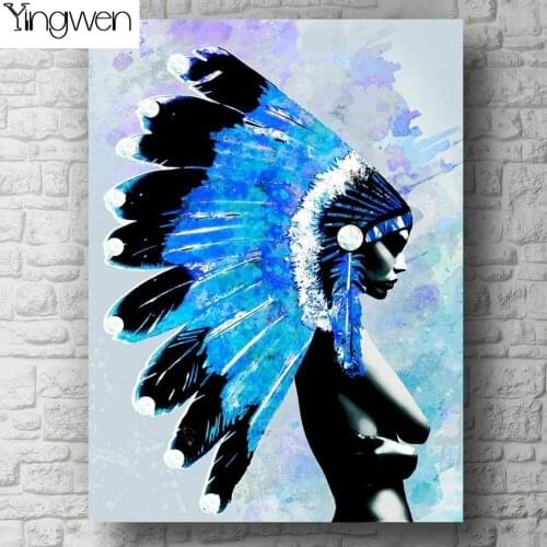 Diamond Painting Indigenous Indian Girl Watercolor Cross Stitch Kit Full Diamond Embroidery Picture Mosaic Rhinestone Home Decor