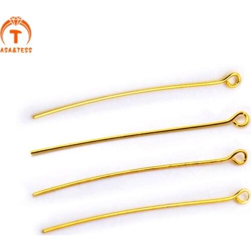 ASA&TESS 50 pcs 45mm brass pin 9 headpins real 24K gold plated jewelry findings DIY accessories supplier
