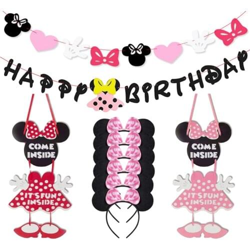 Minnie Mouse Birthday Banner Minnie themed party supplies girl birthday party decoration items Baby Shower Decor for Girls