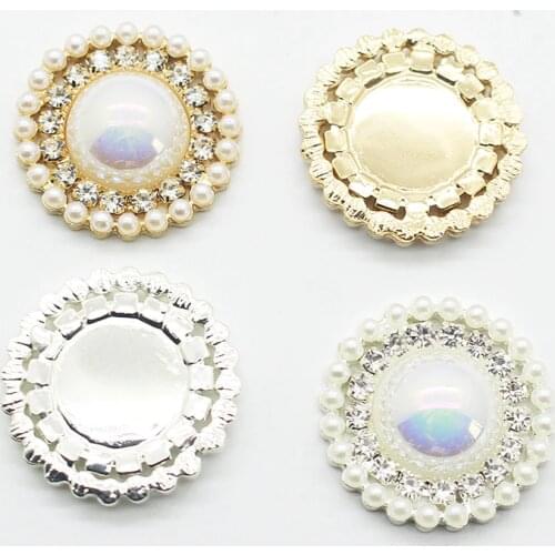 Sell Hot! 5 pcs ivory pearl series metal parts flatback Crystal Pearl Decorative Buttons DIY handmade Flower Center Accessories