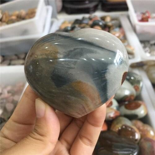 Large size natural stones and minerals ocean agate heart gemstones reiki healing crystals as gifts for Saint Valentines Day