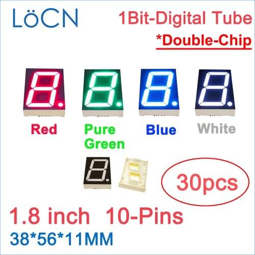 1.8 inch RED 1 Bit 1.8" digital tube LED Display GREEN BLUE WHITE 5.4V 3.6V Nixie tube Common cathode anode high bright 30pcs