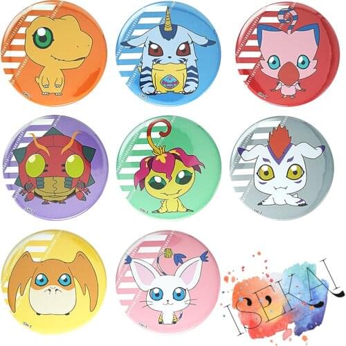 Digimons Anime Metal Badge Piyomon Agumon Gabumon Gatomon Patamon Palmon Gomamon Tentomon Cute Metal Badge Brooch Pins