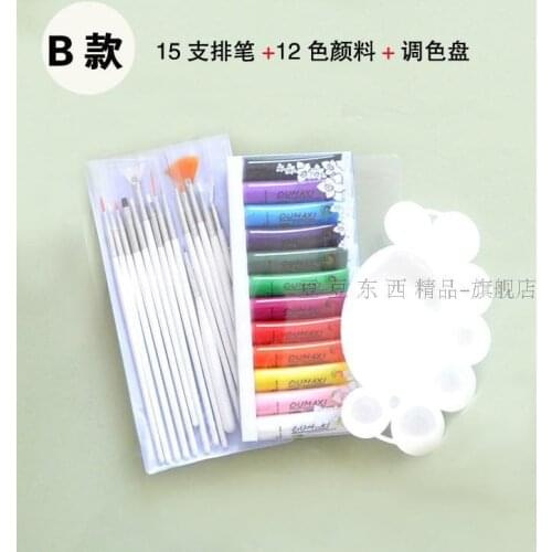 Nail art 12 colors oumaxi uv gel nail polish, gel polish holder dish,15pcs Acrylic nail brush pen, nail painting set kit