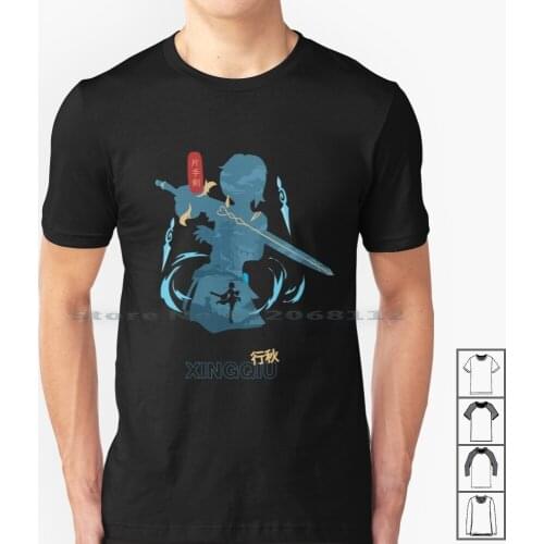Genshin Impact Xingqiu T Shirt 100% Cotton Anime Game Genshin Impact Xingqiu Creative Trending Vintage Cool Gift Euro Us Size
