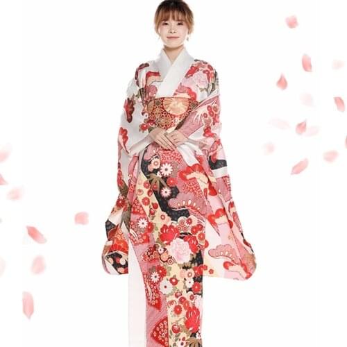 Traditional Japanese Kimonos Costume Japanese Cosplay Obi Yukata Kimono For Karate Female Haori Kimono Dress Yukata Women FF2878