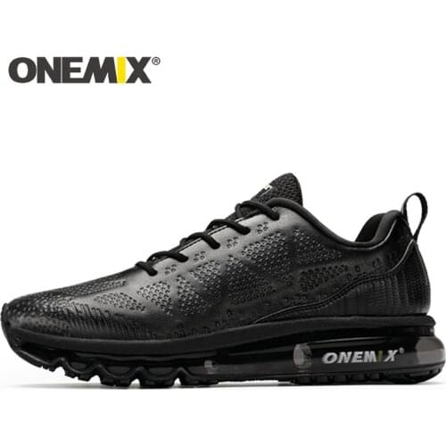 ONEMIX Men Running Shoes Waterproof Leather Outdoor Sports Shoes Shock Absorption Air Cushion Male Walking Sneakers Size EU39-47