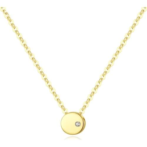 MetJakt 14k Yellow Gold Inlaid Zircon O-chain Fashion Simple Ladies Necklace