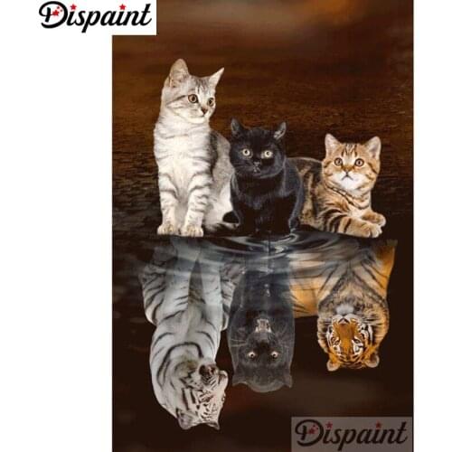 Dispaint Full Square/Round Drill 5D DIY Diamond Painting "Animal cat scenery" Embroidery Cross Stitch 5D Home Decor A18434