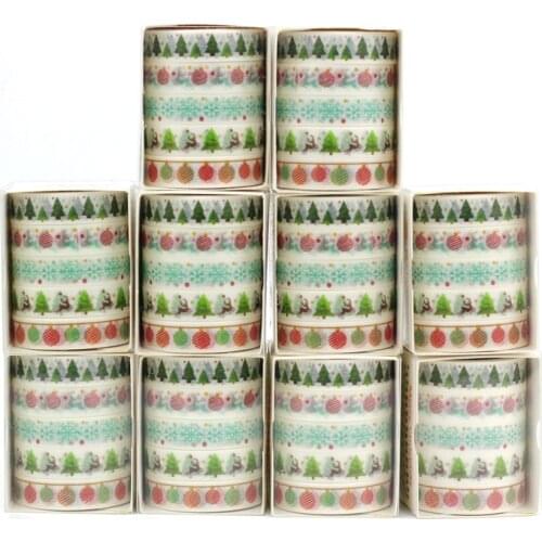 NEW 10 Boxes Decorative Christmas Trees Snowflakes Reindeer Washi Tapes Masking Tape Cute Stationery Bullet Journal Supply