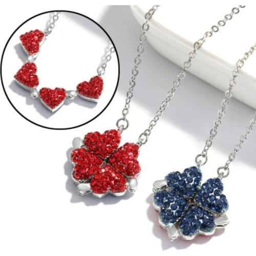 New Fashion Folding Four Clover Pendant Heart Necklaces Simple Flower Necklace for Women Birthday Jewelry Collares De Moda 2020