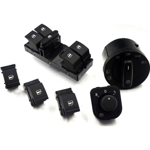 New Power Mirror Switch Headlight Switch Window Switch Button 6PCS/SET For Volkswagen VW Jetta MK5 golf 5 6 tiguan passat b6 CC
