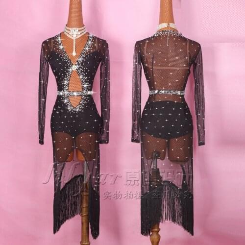 Latin dance wear dresses costumes dance clothing mesh
