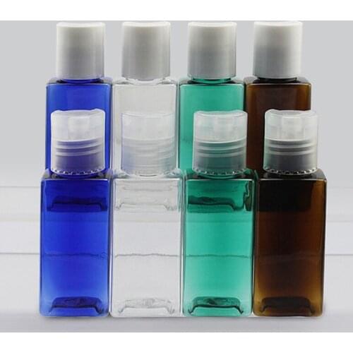 Hot 50pcs/lot 30ml PET plastic square empty bottles with press cap ( Disc top cap ),bottle for lotion shampoo cosmetic packaging