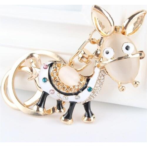 Donkey Horse Pendant Charm Rhinestone Crystal Purse Bag Keyring Key Chain Accessories Wedding Party Gift